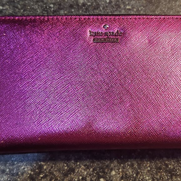Kate Spade Zip Wallet - Metallic Pink - Like New - Picture 1 of 11